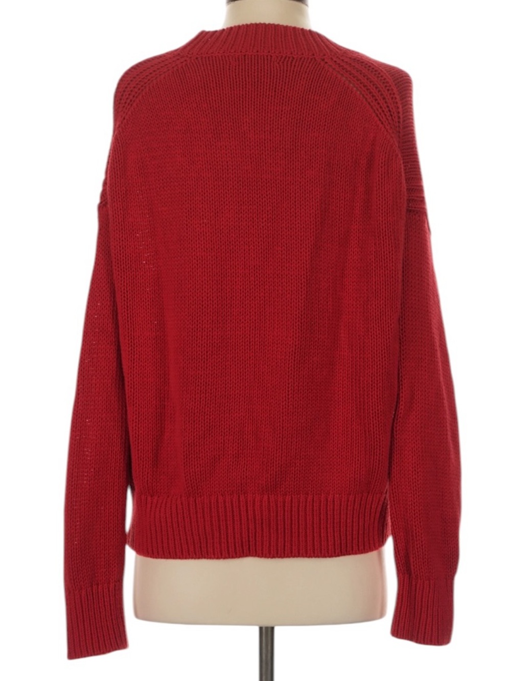 J. Crew Heritage Cotton Oversized V-Neck Sweater S Red Fisherman Preppy - Picture 2 of 7